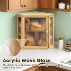 Unique Bargains Bamboo Acrylic Wavy Door Panel Extra Large Corner Bread Container Natural Wood -Kitchen Utensil Store GUEST 8baf49ad 966b 43c2 980b 296398f160c3