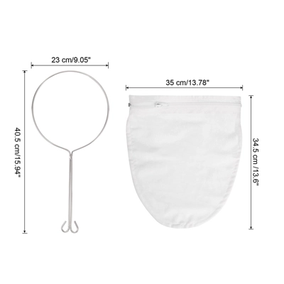 Unique Bargains Stainless Steel Reinforced Frame Cloth Mesh Sturdy Handle Mesh Strainer Bag 2 Sets 1 Unique Bargains Stainless Steel Reinforced Frame Cloth Mesh Sturdy Handle Mesh Strainer Bag 2 Sets