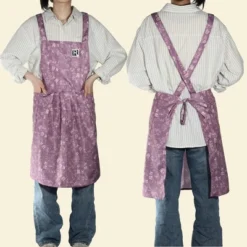 Unique Bargains Cross Back Aprons With Pockets Adjustable Painting Pinafore Purple 1 Pc