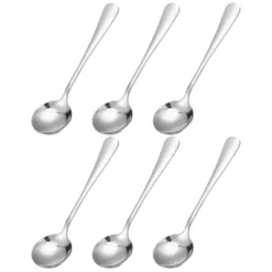 Unique Bargains Stainless Steel Dinner Tea Soup Round Spoons 6 Pcs Silver -Kitchen Utensil Store GUEST 8eb341b9 9f9a 4645 ba4b 422c6e5b9697