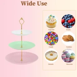 Unique Bargains 3 Tier Dessert Cupcake Stand Wave Style With Tiered Serving Tray For Donuts Fruits White Pink Gree 11 Unique Bargains 3 Tier Dessert Cupcake Stand Wave Style With Tiered Serving Tray For Donuts Fruits White Pink Gree -Kitchen Utensil Store GUEST 8efc8a98 3933 4b55 999d 94e80ff8b6d0