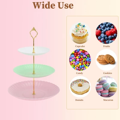 Unique Bargains 3 Tier Dessert Cupcake Stand Wave Style With Tiered Serving Tray For Donuts Fruits White Pink Gree 6 Unique Bargains 3 Tier Dessert Cupcake Stand Wave Style With Tiered Serving Tray For Donuts Fruits White Pink Gree - Image 6