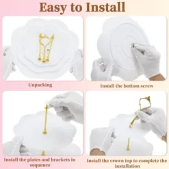 Unique Bargains 3 Tier Dessert Cupcake Stand Round Tiered Serving Tray For Donuts Fruits White Gold Tone 8 Unique Bargains 3 Tier Dessert Cupcake Stand Round Tiered Serving Tray For Donuts Fruits White Gold Tone -Kitchen Utensil Store GUEST 903bdb2c e081 4021 b1b5 392198f5fdc5