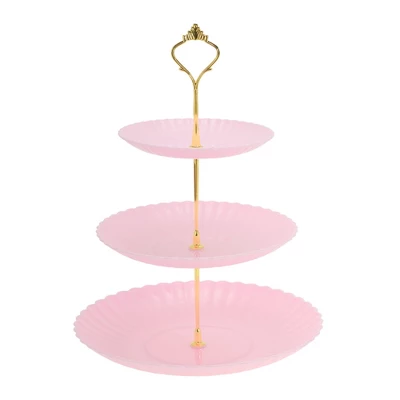 Unique Bargains 3 Tier Dessert Cupcake Stand Wave Style With Tiered Serving Tray For Donuts Fruits Pink Gold Tone 6 Unique Bargains 3 Tier Dessert Cupcake Stand Wave Style With Tiered Serving Tray For Donuts Fruits Pink Gold Tone - Image 6