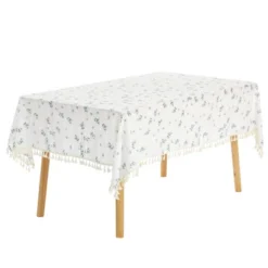 Unique Bargains Cotton Linen Flower Dining Room Gathering Rectangle Tablecloth 1 Pc -Kitchen Utensil Store GUEST 91ee424a c3d2 4dba aeed c29de500029e