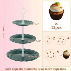 Unique Bargains 3-Layer Round Dessert Cupcake Stand With Tiered Serving Tray For Pastries Donuts And Fruits