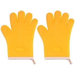 Unique Bargains Heat Resistant Kitchen Textiles Soft Lining Silicone Oven Mitts 2 Pcs -Kitchen Utensil Store GUEST 920872d7 c5e5 4a0d 85fd 7d1b0db82d59