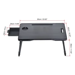 Unique Bargains Laptop Bed Desk Foldable Breakfast Tray Portable Lap Desk With Storage Drawer Tablet Slot Cup Holder For Bed Couch Sofa Floor