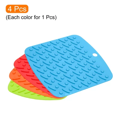 Unique Bargains Flexible Durable Non-Slip Silicone Trivet Mat Red/Orange/Blue/Green 4 Pcs 2 Unique Bargains Flexible Durable Non-Slip Silicone Trivet Mat Red/Orange/Blue/Green 4 Pcs - Image 2