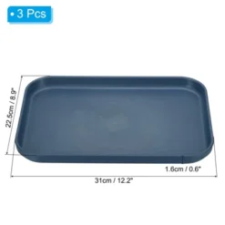 Unique Bargains Kitchen Reusable Lightweight Plastic Rectangular Serving Tray 3 Pcs