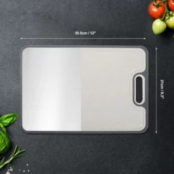 Unique Bargains Double-Sided Pure Titanium Cutting Board Gray Beige