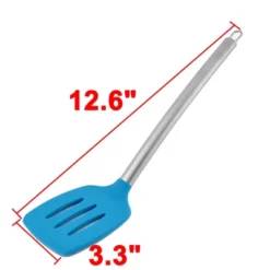 Unique Bargains Stainless Steel Handle Silicone Non-stick Heat Resistant Slotted Pancake Turner Spatula