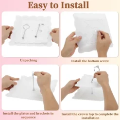 Unique Bargains 2 Tier Dessert Cupcake Stand Square Cup Cake Holder Tower White Silver Tone -Kitchen Utensil Store GUEST a10c8f27 b118 4ae3 8703 111f634c557f