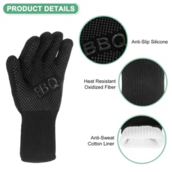 Unique Bargains Silicone Heat Resistant Fireproof Grilling Gloves 1472°F High Temp 1 Set