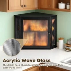 Unique Bargains Bamboo Acrylic Wavy Door Panel Extra Large Corner Bread Container Black Medium -Kitchen Utensil Store GUEST a8ce9b60 d53e 4663 855a 546cacad7119