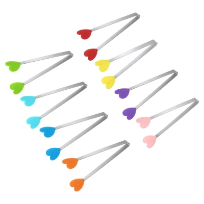 Unique Bargains Stainless Steel Silicone Tips Mini Kitchen Food Tongs 8 Pcs 2 Unique Bargains Stainless Steel Silicone Tips Mini Kitchen Food Tongs 8 Pcs - Image 2