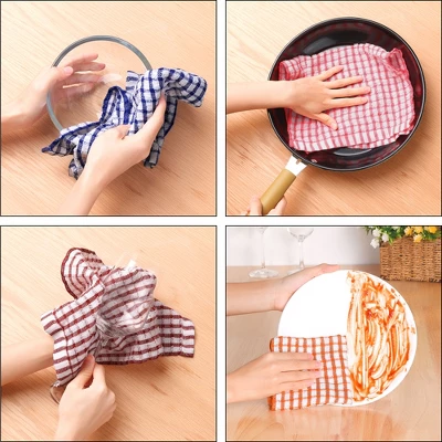 Unique Bargains Cotton Checkered Kitchen Dish Cloth 11" X 16" 12 Pcs 4 Unique Bargains Cotton Checkered Kitchen Dish Cloth 11" X 16" 12 Pcs - Image 4