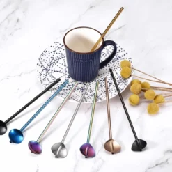 Unique Bargains Stainless Steel Reusable Long Handle Heart Shaped Spoon Straws 8 Pcs -Kitchen Utensil Store GUEST aaef7e25 43d1 4593 927d bf5c93045c98