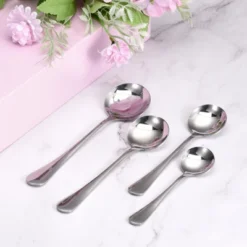 Unique Bargains Stainless Steel Dinner Tea Soup Round Spoons 6 Pcs Silver -Kitchen Utensil Store GUEST ab2bd115 0224 411b aba6 c6330018747b