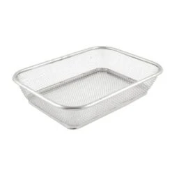 Unique Bargains Stainless Steel Hollow Out Rectangular Fruit Colanders Silver Tone 11.4 X 8.5 X 2.6 Inch 1 Pc -Kitchen Utensil Store GUEST ac496375 fc10 49bb 8cd5 977b1573745d