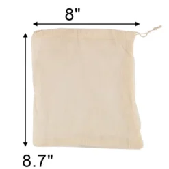 Unique Bargains Kitchen Cotton Blends Drawstring Closure Design Soup Tea Residues Filter Bag Beige 2 Pcs