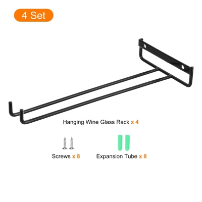 Unique Bargains Wall Mountable Under Cabinet Hanger Wine Glass Rack 4 Set 2 Unique Bargains Wall Mountable Under Cabinet Hanger Wine Glass Rack 4 Set - Image 2