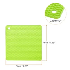 Unique Bargains Silicone Heat Resistant Non-Slip Green Trivet Mats Green 2 Pcs