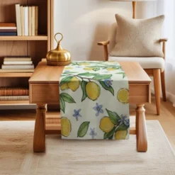 Unique Bargains Lemon Table Runner 13x72 Inch Yellow Green 1 Pc