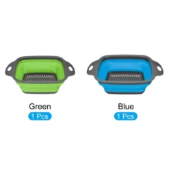 Unique Bargains Collapsible Colander Set Silicone Square Foldable Strainer Space Saving