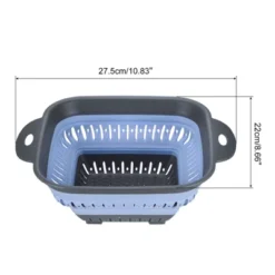 Unique Bargains Draining Pasta Potatoes Square Silicone Collapsible Colander With Handles 1 Pc