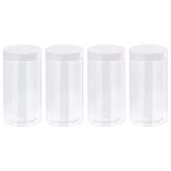 Unique Bargains Round Clear Plastic Empty Jars With White Screw Lid For Storage 4 Pcs -Kitchen Utensil Store GUEST b3e87f31 3a99 464b 89d2 5f1a511cae74