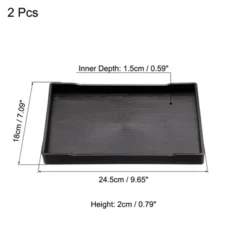 Unique Bargains Plastic Reusable Rectangle Serving Tray 2 Pcs