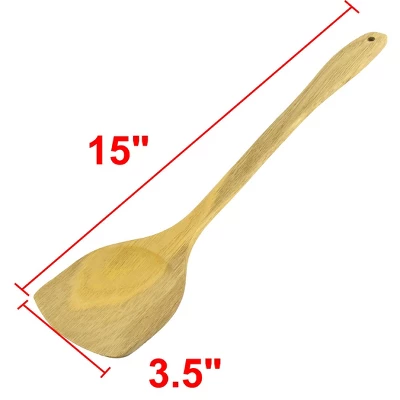 Unique Bargains Wooden Curved Handle Kitchen Cooking Spatula 15" X 3.5" X 0.35" 1 Pc 1 Unique Bargains Wooden Curved Handle Kitchen Cooking Spatula 15" X 3.5" X 0.35" 1 Pc