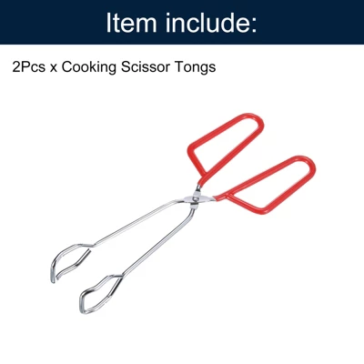 Unique Bargains Electroplating Comfort Grip Cooking Scissor Tongs 10.2" X 3.5" Red 2Pcs 2 Unique Bargains Electroplating Comfort Grip Cooking Scissor Tongs 10.2" X 3.5" Red 2Pcs - Image 2