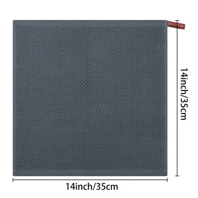 Unique Bargains Double-Sided Waffle Weave Cotton Absorbent Kitchen Towels 14" X 14" 2 Unique Bargains Double-Sided Waffle Weave Cotton Absorbent Kitchen Towels 14" X 14" - Image 2