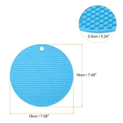 Unique Bargains Silicone Heat Resistant Non-slip Flexible Trivet Mat 7.08" X 7.08" X 0.24" Blue 2 Pcs