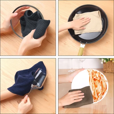 Unique Bargains Cotton Double-Sided Waffle Weave Absorbent Kitchen Towels 6 Pcs 2 Unique Bargains Cotton Double-Sided Waffle Weave Absorbent Kitchen Towels 6 Pcs - Image 2