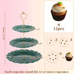 Unique Bargains Circular 3-Layer Dessert Cupcake Stand With Layered Serving Tray For Pastries Donuts And Fruits