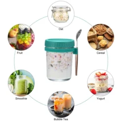 Unique Bargains Leak-Proof Measurement Marks Portable Glass Overnight Oats Container 8 Pcs -Kitchen Utensil Store GUEST ba218b62 bc47 4516 b6ed 5f712547353c