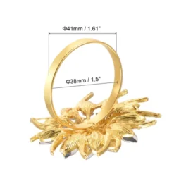 Unique Bargains Alloy Shiny Decorative Wear Resistance Rhinestone Crystal Flower Napkin Rings 4 Pcs