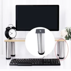 Unique Bargains Stainless Steel Sofa Cabinet Wardrobe Worktop Shelves Feet Replacement Furniture Legs 8 Inch Set Of 4