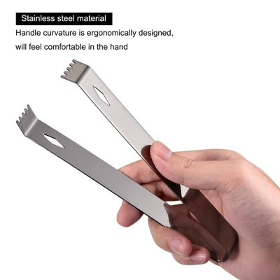 Unique Bargains Stainless Steel Well-polished Mini Ice Bucket Cube Sugar Ice Tongs 2 Unique Bargains Stainless Steel Well-polished Mini Ice Bucket Cube Sugar Ice Tongs - Image 2