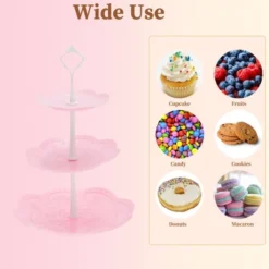Unique Bargains 3 Tier Dessert Cupcake Stand Holder Round With Tiered Serving Tray For Donuts Fruits White Pink 9 Unique Bargains 3 Tier Dessert Cupcake Stand Holder Round With Tiered Serving Tray For Donuts Fruits White Pink -Kitchen Utensil Store GUEST bb2beaac ed23 4f74 af05 2f63be17a06c