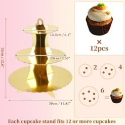 Unique Bargains 3-Tier Lace Cupcake Stand Tower 2 Pcs