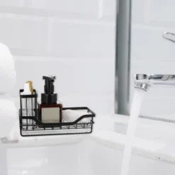 Unique Bargains Kitchen Storage Stainless Steel Sink Caddy