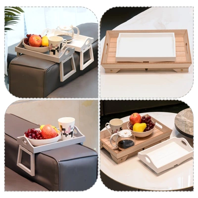Unique Bargains Portable Wooden Serving Platter Laptop Snack Table Bed Trays With Folding Legs 18.9 X 12.6 X 9.45 Inch 2 Pcs 5 Unique Bargains Portable Wooden Serving Platter Laptop Snack Table Bed Trays With Folding Legs 18.9 X 12.6 X 9.45 Inch 2 Pcs - Image 5