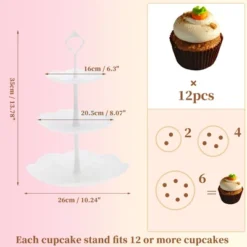 Unique Bargains 3 Tier Dessert Cupcake Stand Round Tiered Serving Tray For Donuts Fruits White