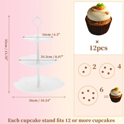 Unique Bargains 3 Tier Dessert Cupcake Stand Round Tiered Serving Tray For Donuts Fruits White 1 Unique Bargains 3 Tier Dessert Cupcake Stand Round Tiered Serving Tray For Donuts Fruits White