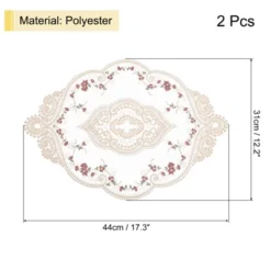 Unique Bargains Polyester Flexible Embroidery Vintage Pattern Washable Table Place Mats 2 Pcs