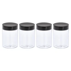 Unique Bargains Round Clear Plastic Empty Organizing Jars With Black Screw Top Lid For Storage 4 Pcs -Kitchen Utensil Store GUEST bf8c3daf ca24 4010 9bc4 71fcfb78c891